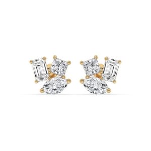Trillium Flower Fashion Diamond Stud Earrings