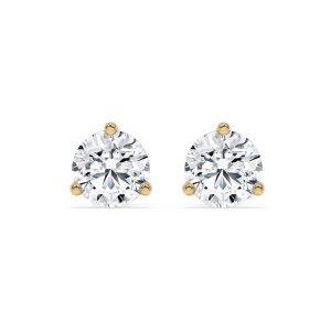 Three Prong Martini Round Diamond Stud Earrings