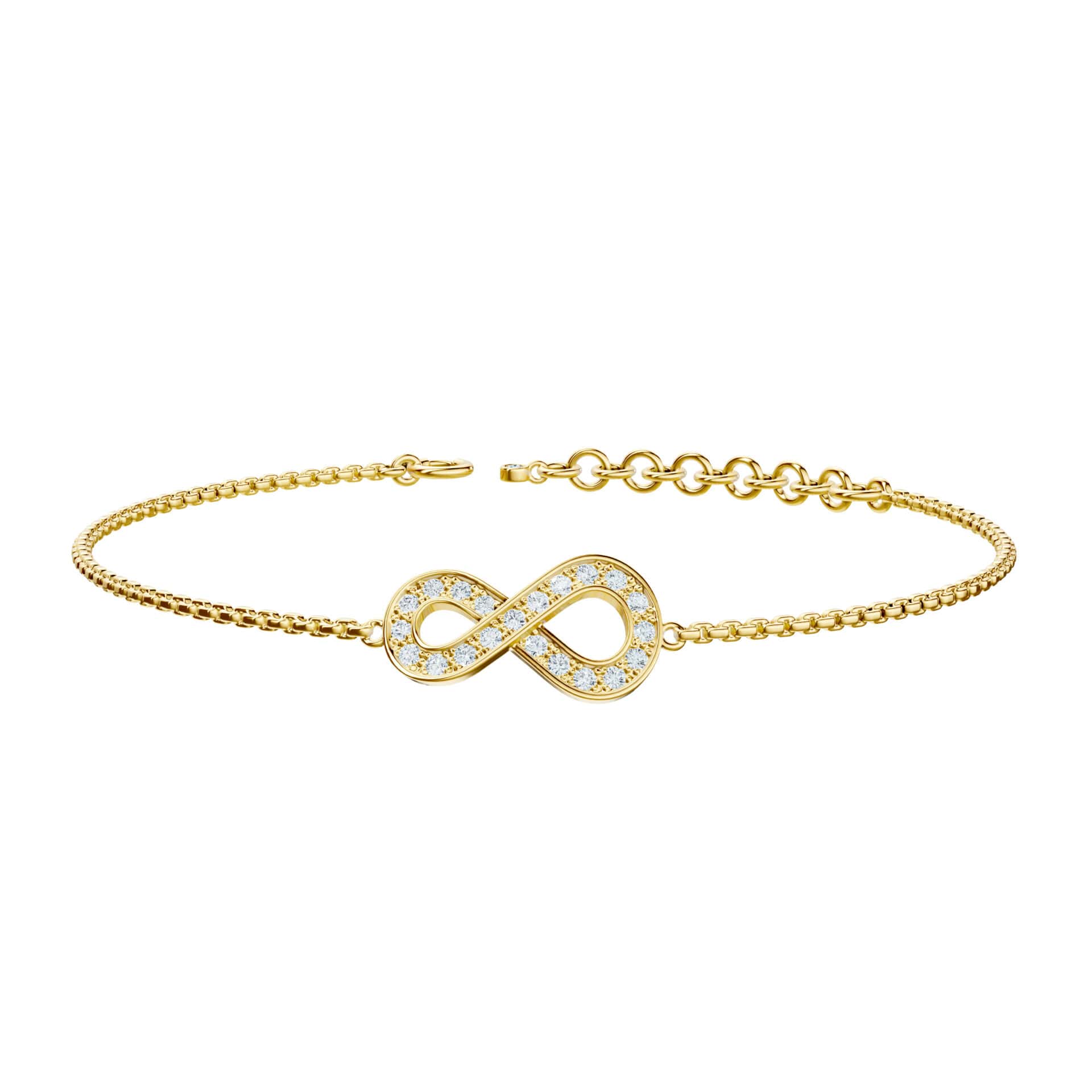 14K Yellow Gold Infinity Grace Bracelet with Lab-Grown Diamond 
DEF Color - VVS VS Clarity